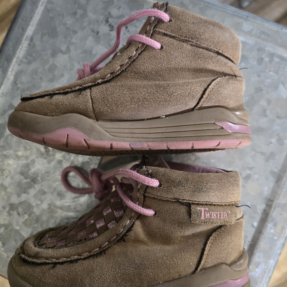 Twister Kids Moccasins in Brown and Pink